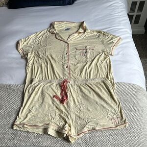 The Morning Toast Yellow Pajama Set with Pink Accents